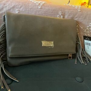 BCBG TAUPE FRINGE BAG NEW WITH TAGS